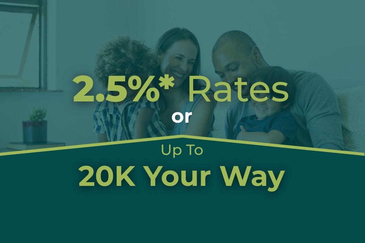 2.5% Rate or up to 20K Your Way promotion